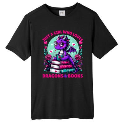 Just A Girl Who Loves Dragons And Books Dragon Reading Tall Fusion ChromaSoft Performance T-Shirt