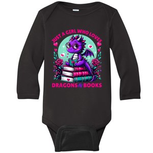 Just A Girl Who Loves Dragons And Books Dragon Reading Baby Long Sleeve Bodysuit