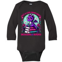 Just A Girl Who Loves Dragons And Books Dragon Reading Baby Long Sleeve Bodysuit