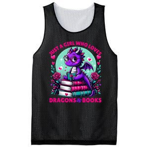 Just A Girl Who Loves Dragons And Books Dragon Reading Mesh Reversible Basketball Jersey Tank