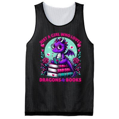 Just A Girl Who Loves Dragons And Books Dragon Reading Mesh Reversible Basketball Jersey Tank