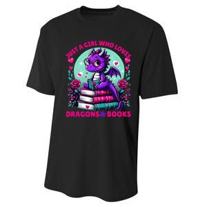 Just A Girl Who Loves Dragons And Books Dragon Reading Performance Sprint T-Shirt