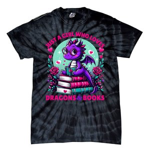 Just A Girl Who Loves Dragons And Books Dragon Reading Tie-Dye T-Shirt