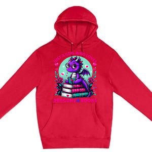 Just A Girl Who Loves Dragons And Books Dragon Reading Premium Pullover Hoodie