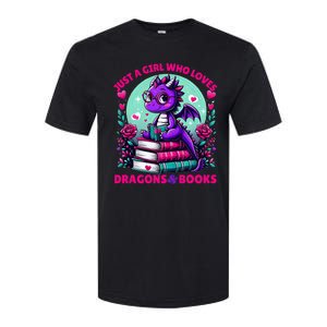 Just A Girl Who Loves Dragons And Books Dragon Reading Softstyle CVC T-Shirt