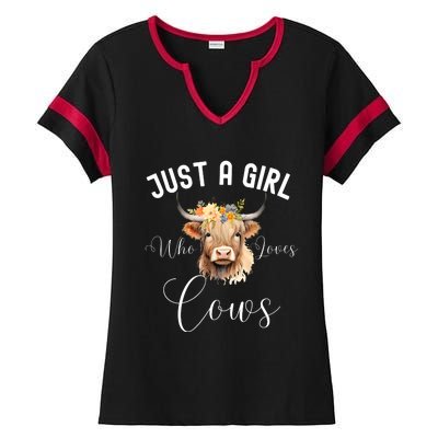 Just A Girl Who Loves Cows Funny Cute Cow For Girls Women Ladies Halftime Notch Neck Tee