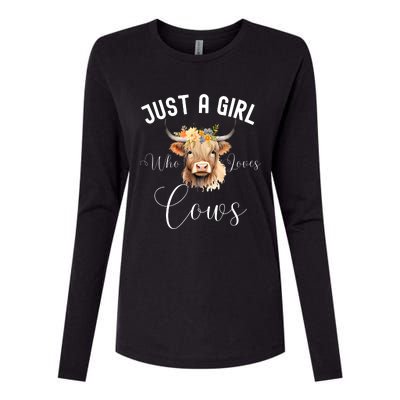 Just A Girl Who Loves Cows Funny Cute Cow For Girls Women Womens Cotton Relaxed Long Sleeve T-Shirt