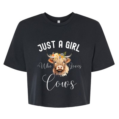 Just A Girl Who Loves Cows Funny Cute Cow For Girls Women Bella+Canvas Jersey Crop Tee