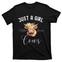 Just A Girl Who Loves Cows Funny Cute Cow For Girls Women T-Shirt