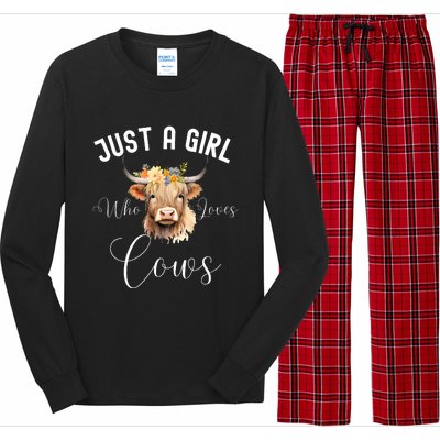 Just A Girl Who Loves Cows Funny Cute Cow For Girls Women Long Sleeve Pajama Set