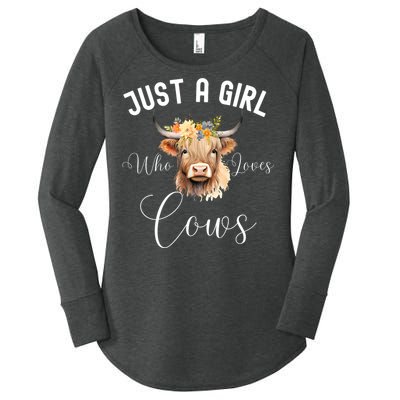 Just A Girl Who Loves Cows Funny Cute Cow For Girls Women Women's Perfect Tri Tunic Long Sleeve Shirt