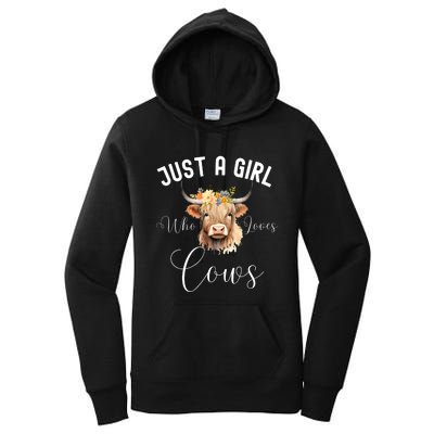 Just A Girl Who Loves Cows Funny Cute Cow For Girls Women Women's Pullover Hoodie