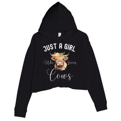 Just A Girl Who Loves Cows Funny Cute Cow For Girls Women Crop Fleece Hoodie