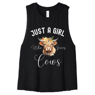 Just A Girl Who Loves Cows Funny Cute Cow For Girls Women Women's Racerback Cropped Tank