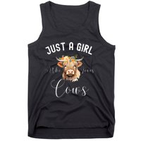 Just A Girl Who Loves Cows Funny Cute Cow For Girls Women Tank Top