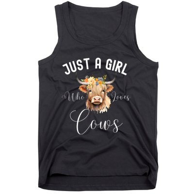 Just A Girl Who Loves Cows Funny Cute Cow For Girls Women Tank Top