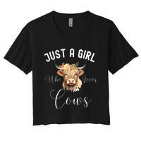 Just A Girl Who Loves Cows Funny Cute Cow For Girls Women Women's Crop Top Tee