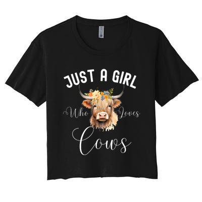 Just A Girl Who Loves Cows Funny Cute Cow For Girls Women Women's Crop Top Tee