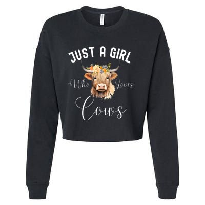 Just A Girl Who Loves Cows Funny Cute Cow For Girls Women Cropped Pullover Crew