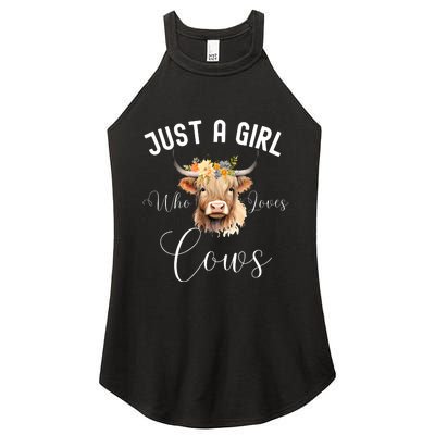 Just A Girl Who Loves Cows Funny Cute Cow For Girls Women Women's Perfect Tri Rocker Tank