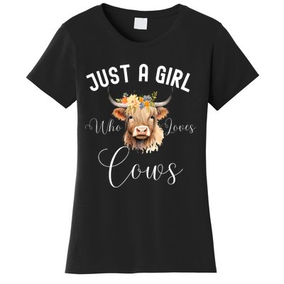 Just A Girl Who Loves Cows Funny Cute Cow For Girls Women Women's T-Shirt