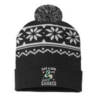 Just A Girl Who Loves Snakes Women Snake Lover USA-Made Snowflake Beanie