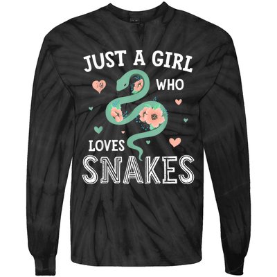 Just A Girl Who Loves Snakes Women Snake Lover Tie-Dye Long Sleeve Shirt