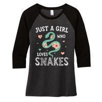 Just A Girl Who Loves Snakes Women Snake Lover Women's Tri-Blend 3/4-Sleeve Raglan Shirt