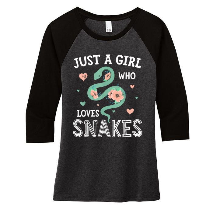 Just A Girl Who Loves Snakes Women Snake Lover Women's Tri-Blend 3/4-Sleeve Raglan Shirt