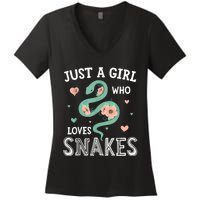 Just A Girl Who Loves Snakes Women Snake Lover Women's V-Neck T-Shirt