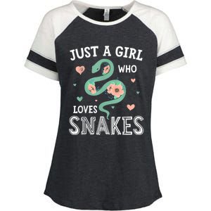 Just A Girl Who Loves Snakes Women Snake Lover Enza Ladies Jersey Colorblock Tee