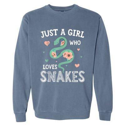 Just A Girl Who Loves Snakes Women Snake Lover Garment-Dyed Sweatshirt