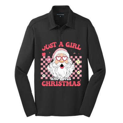 Just A Girl Who Loves Christmas Xmas Creative  Silk Touch Performance Long Sleeve Polo