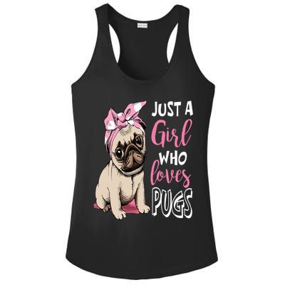 Just A Girl Who Loves Pugs: Cute Pug Dog Lover Gift Ladies PosiCharge Competitor Racerback Tank