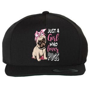 Just A Girl Who Loves Pugs: Cute Pug Dog Lover Gift Wool Snapback Cap