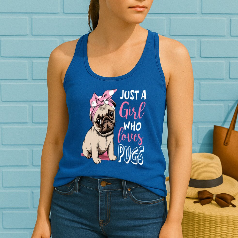Just A Girl Who Loves Pugs: Cute Pug Dog Lover Gift Womens Tank Top