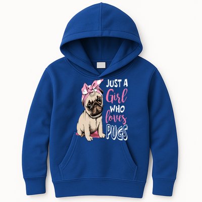 Just A Girl Who Loves Pugs: Cute Pug Dog Lover Gift Kids Hoodie