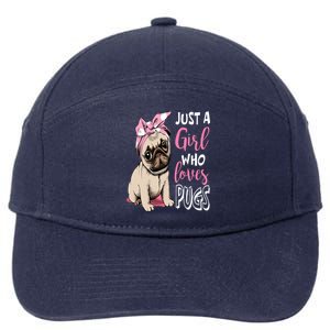 Just A Girl Who Loves Pugs: Cute Pug Dog Lover Gift 7-Panel Snapback Hat