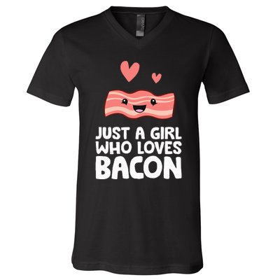 Just A Girl Who Loves Bacon V-Neck T-Shirt