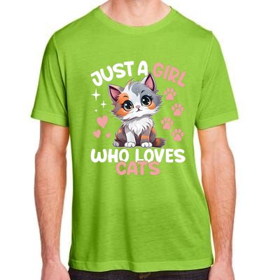 Just A Girl Who Loves Cats Cute Cat Lover Adult ChromaSoft Performance T-Shirt