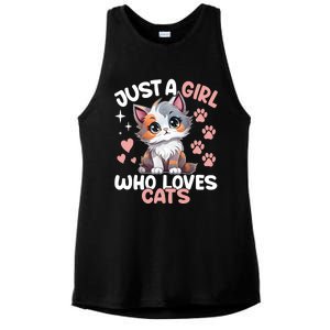 Just A Girl Who Loves Cats Cute Cat Lover Ladies PosiCharge Tri-Blend Wicking Tank