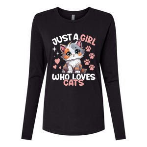 Just A Girl Who Loves Cats Cute Cat Lover Womens Cotton Relaxed Long Sleeve T-Shirt