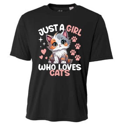 Just A Girl Who Loves Cats Cute Cat Lover Cooling Performance Crew T-Shirt