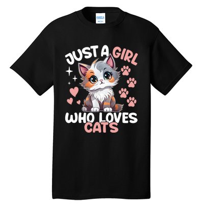 Just A Girl Who Loves Cats Cute Cat Lover Tall T-Shirt