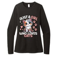 Just A Girl Who Loves Cats Cute Cat Lover Womens CVC Long Sleeve Shirt