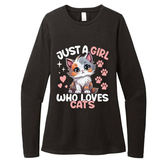 Just A Girl Who Loves Cats Cute Cat Lover Womens CVC Long Sleeve Shirt