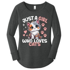 Just A Girl Who Loves Cats Cute Cat Lover Women's Perfect Tri Tunic Long Sleeve Shirt