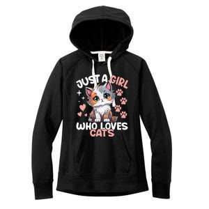 Just A Girl Who Loves Cats Cute Cat Lover Women's Fleece Hoodie