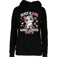 Just A Girl Who Loves Cats Cute Cat Lover Womens Funnel Neck Pullover Hood