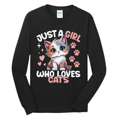 Just A Girl Who Loves Cats Cute Cat Lover Tall Long Sleeve T-Shirt